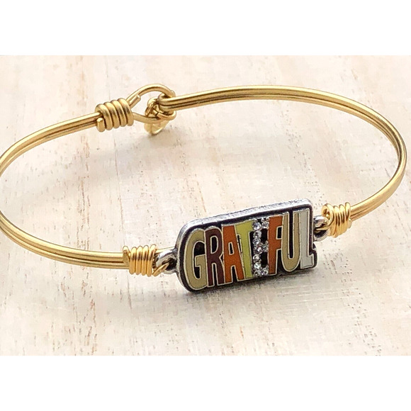 Luca + Danni Bracelet GRATEFUL Autumn Sunrise Crystal Gratitude Gold Tone NEW - Picture 1 of 9